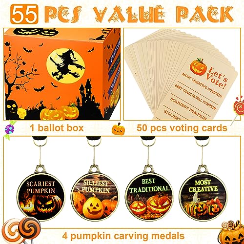 Halloween Pumpkin Carving Contest Kit - Ballot Box, Medals & Voting Cards