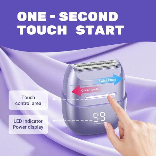 UNIMIKO Electric Shaver For Women, Waterproof Wet Dry Mini Electric Razors For Women - Cordless Rechargeable Foil Shaver For Hair Removal, Legs, Face, Body, Bikini,Sensitive Skin, Teens, Ladie(Purple)