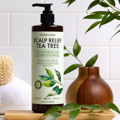 PHARM TO TABLE Tea Tree Conditioner - Soothing Scalp Relief & Hair Detangler, 16.2oz