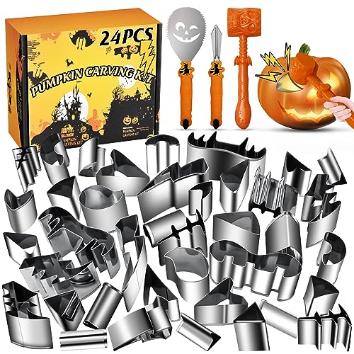 Pumpkin Carving Kit with Hammer - Safe and Easy Halloween Pumpkin Tools for Kids