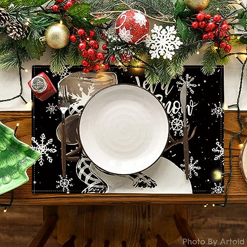 Snowman Snowflake Christmas Place Mat Set & Table Runner - Holiday Decor