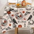 Halloween Gothic Skull Bat Pumpkin Tablecloth 60x104 Inch Durable Fabric Decor