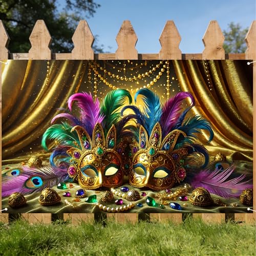 Carnival Party Banner Dual Mask Decor 71x43 Polyester - Variation LR00084