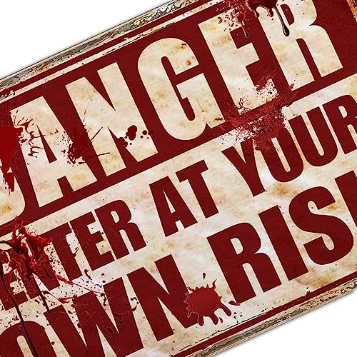 Halloween Bloody Horror Metal Sign Outdoor Indoor Decor - Multi