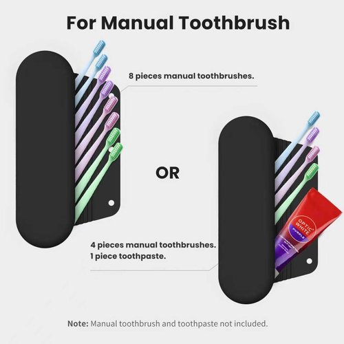 iTokGok Silicone Electric Toothbrush Travel Case, Manual Toothbrush Travel Cover for Men and Women,Toothbrush Holder for Travel,Gym and More, Fits Most Manual and Electric Toothbrushes - Black