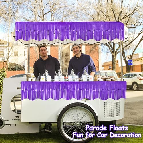 Purple Foil Fringe Garland for Parade Float & Party Decor - 39 Ft, 4 Pack