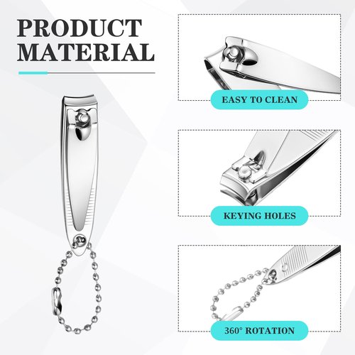 200 Pieces Nail Clippers Bulk Stainless Steel Fingernails Cutters Pointed Toenail Trimmers Manicure Pedicure Tool Set with Key Chains for Kids Men and Women