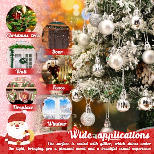 Sumind Silver Christmas Ball Ornaments Set of 48 Mini Holiday Decorations