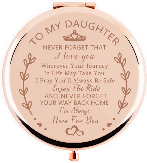 Sanamuo Daughter Gifts Compact Mirror for Daughter Gifts from Mom Dad, Birthday Gift for Daughter, Valentine's Day Graduation Wedding Anniversary (Rose Gold)