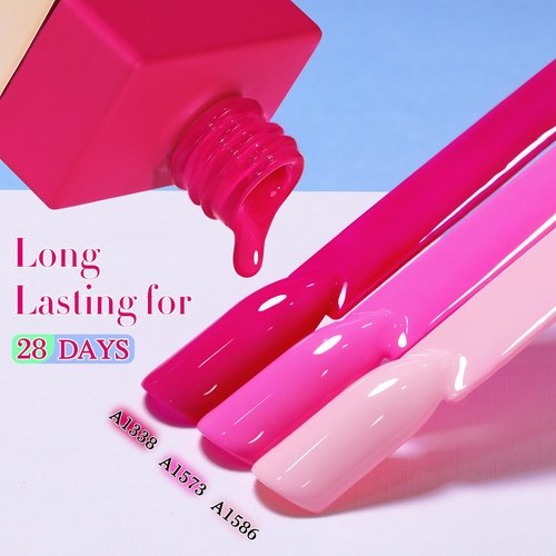 Double Rhythm 6 Pcs 15 ML Gel Polish Set Same Color Same Bottle Soak Off Gel Polish Kit Nail Art Manicure Salon DIY at Home for Women (Bright Neon Light Pink Purple-T6-13)