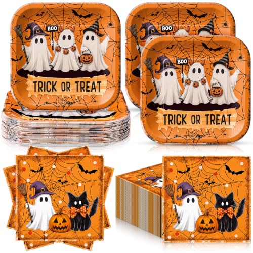 Halloween Paper Plates and Napkins Set - Pumpkin Design, 36 Count