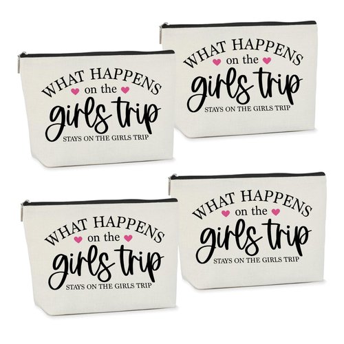4 Pcs Girls Trip Gifts Weekend Gifts for Women Girls Trip Favors Makeup Bag Cosmetic Bag for Female Lady Girl Daughter Friend Coworker Niece Weekend Bag Vacation Christmas Birthday