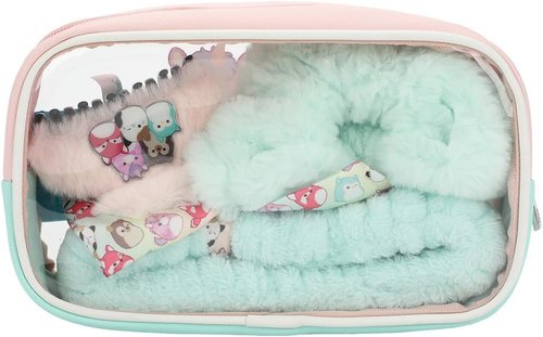 Bioworld Squishmallows 4-Piece Cosmetic Storage Kit - Clear Character Design Travel Bag Gift Set