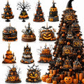 Halloween Wooden Ornaments Set - Gothic Pumpkin Spider Bat Hanging Decorations - Classic-2
