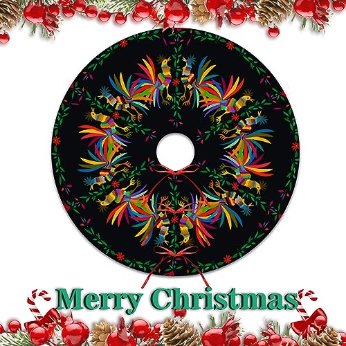 Round Ethnic Mexican Christmas Tree Skirt 48 Inch - Holiday Decor