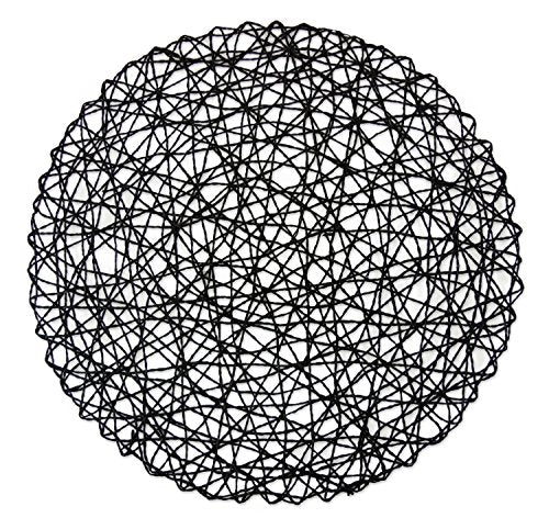 15-Inch Black Woven Paper Round Placemat Set - Holiday Event Décor