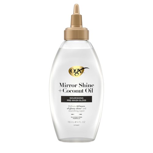 OGX Mirror Shine Hair Gloss - Nourishing Coconut Oil Treatment for 48 Hours of Glossy Shine | 4 fl. oz