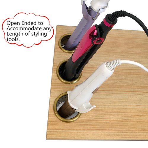 QUEESALN Salon Hair Styling Station Curling Hot Iron Appliance Tube Package Salon Station Organizer Holder Iron Tube 3pcs Package 2inch Stainless Steel Gold Color