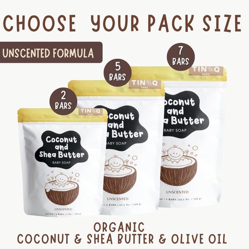 Fragrance-Free Baby Bar Soap - Gentle Organic Soap for Sensitive Skin | 2 Bars (3.5 oz Each) - Made in USA