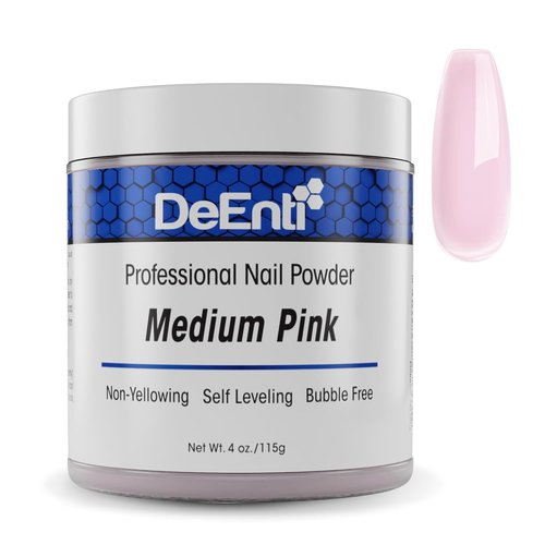 DeEnti Acrylic Nail Powder - 4oz Medium Pink | Professional Bubble-Free Formula for Long-Lasting Nail Extensions