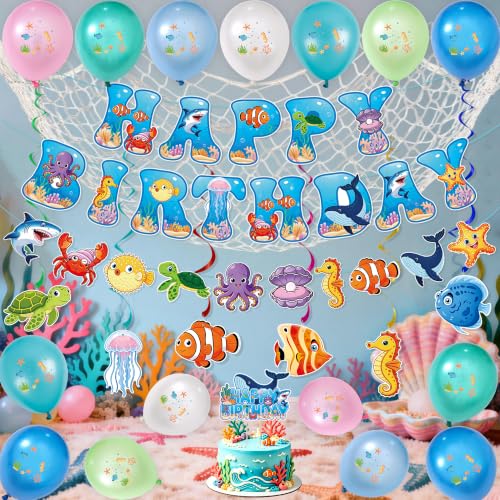 Ocean Birthday Party Decorations Kit for Boys and Girls - Undersea Theme