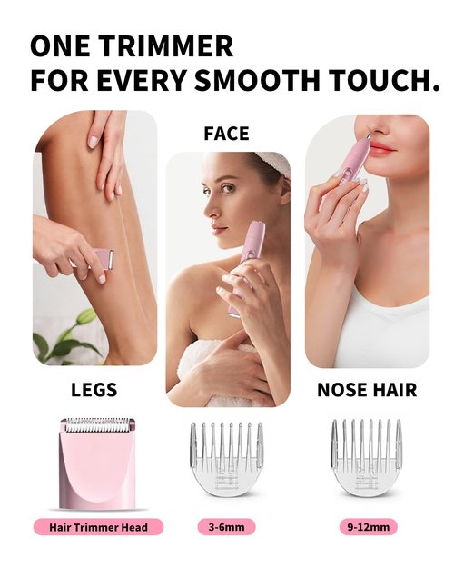 Ufree Bikini Trimmer Women Electric Razors Dual Head, Pubic Body Hair Trimmer Electric Shaver for Face, Legs, Arm, Rechargeable Lady Shaver Waterproof, Summer Grooming Kit, Gifts for Her