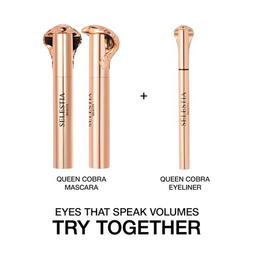 SELESTIA BEAUTY Black Mascara Queen Cobra - Volumizing, Curling & Lengthening Formula - 0.34 fl. oz. - Made in Italy