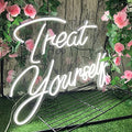 Treat Yourself LED Neon Sign Wall Decor 21.65x15.7in USB Dimmer White