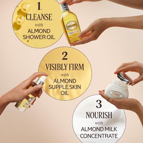 L'OCCITANE Almond Shower Oil - Cleansing & Softening Body Wash | Nourishing Milky Lather, 8.4 Fl Oz