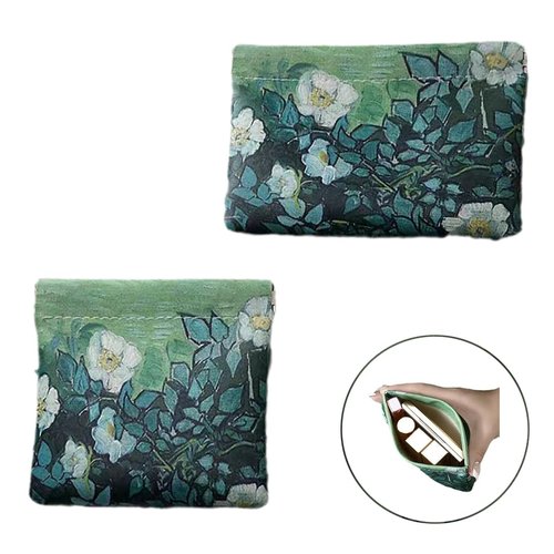 2 PCS Small Leather Cosmetic Bag for Purse - Mini Makeup & Coin Organizer Gift Set for Women - Snap Closure Travel Pouch for Lipstick, Keys, Charger Cable, Coins