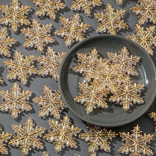 45pcs Acrylic Snowflake Ornaments for Christmas Tree Decoration - Golden & White