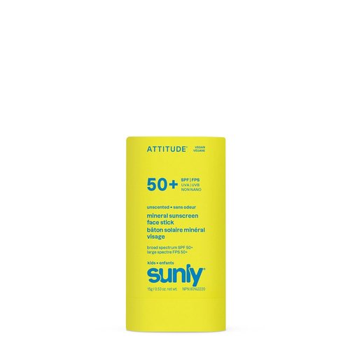 ATTITUDE Kids Mineral Sunscreen Face Stick SPF 50 - EWG Verified, Non-Nano, Vegan, 0.53 oz