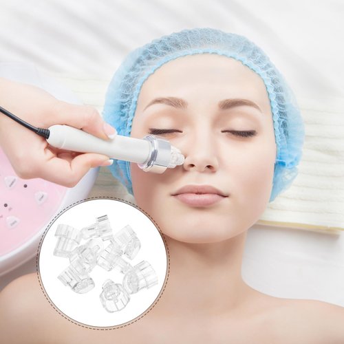 Ipetboom 8pcs Plastic Hydro Facial Machine Tips Heads for Water Oxygen - Beauty Cleaning Suction Machine Replacement Parts Skin Care Aqua Peeling Caps, 1.65cm/0.65in interface inner diameter
