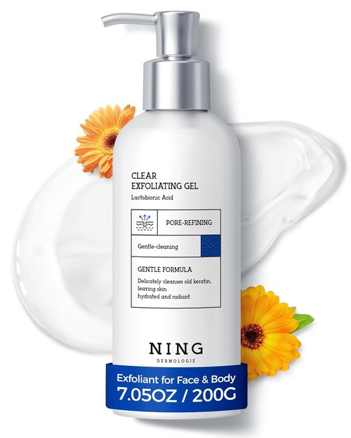 NING DERMOLOGIE Peeling Gel - Korean Face Exfoliator with PHA & AHA, 7.05oz for Smooth Skin & Pore Care