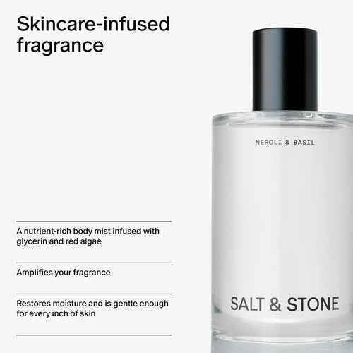 Salt & Stone Body Mist - Neroli & Basil Hydrating Spray | Infused with Glycerin & Red Algae | Vegan, 3.4 fl oz