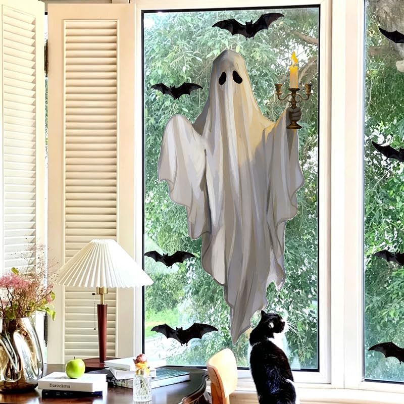 Halloween Window Clings Decorations Ghost & Bat Set - Colorful 22 Variation