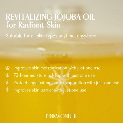 PINKWONDER USDA Organic Jojoba Oil | 100% Pure, Cold-Pressed Oil for Face & Facial Care, Gua Sha | Non-Greasy Korean Skin Care for Women 0.33oz (10ml)