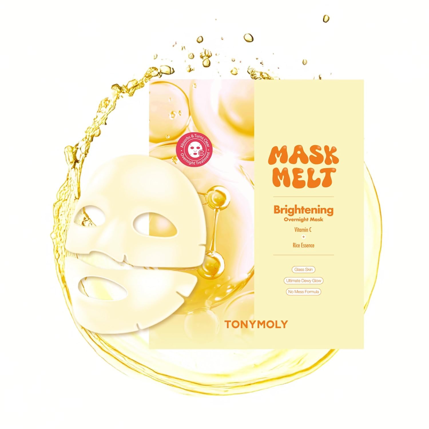 TONYMOLY Hydrogel Overnight Face Mask - Brightening with Vitamin C & Rice Essence | 1 Sheet