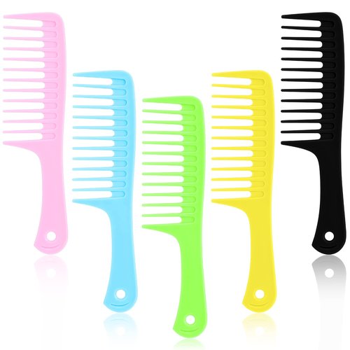 Vesici 100 Pcs Wide Tooth Comb Bulk for Women Colorful Holiday Homeless Gifts Bulk Detangling Pocket Comb with Round Handle for Barber Charity Hotel Flat Hair Long Curly Wet Hair Cutting