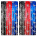 Spider Web Tinsel Fringe Curtains Set - Red Black Blue Metallic Party Backdrop & Photo Props