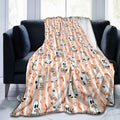 Halloween Ghost Reading Blanket - Orange 60x50 Inch Cozy Flannel Throw