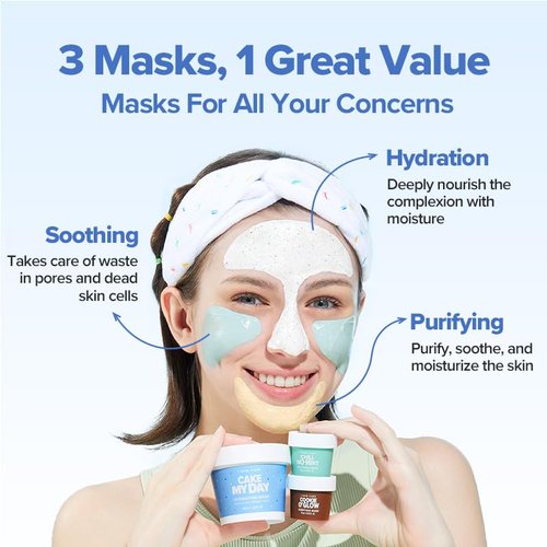 I DEW CARE Wash Off Face Mask Set - Sundae Scoop | Skincare Set for Girls & Teens, Face Mask Kit, Moisturizing & Soothing, Hydrating, Hyaluronic Acid, Travel Mini, Stocking Stuffers, Teen Girl Gifts