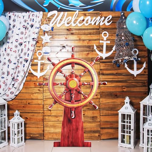 Large Nautical Ship Wheel Cardboard Cutout - Pirate Party & Halloween Decor