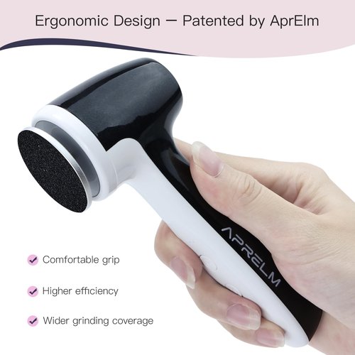 AprElm Rechargeable Electric Foot Callus Remover with 3-Sizes 120Pcs Sandpaper Discs, Professional 1000RPM 3-Speed Control Electric Foot File (E7 Black)