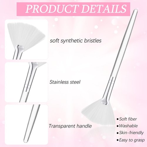 60 Pcs Fan Facial Brushes Fan Mask Soft Facial Applicator Brushes Acid Brush Cosmetic Makeup Blush Applicator Tools for Esthetician Eyeshadow Peel Mud Cream(White)