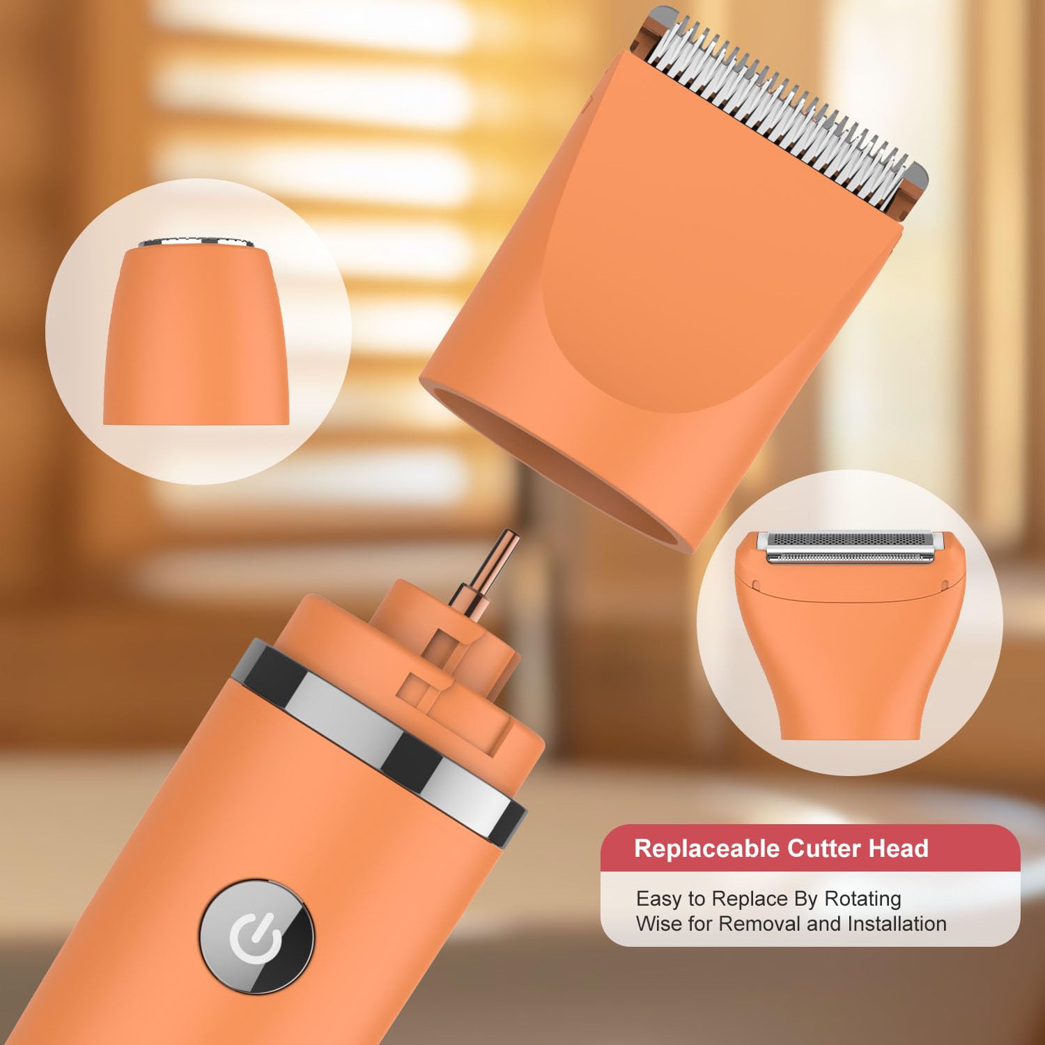 Zivelier 3-in-1 Electric Razor IPX7 Waterproof Bikini Trimmer Wet & Dry Use Painless Personal Trimmer Groomer for Ladies Face Body Legs Bikini Public Hairs Electric Lady Shaver with Replaceable Heads