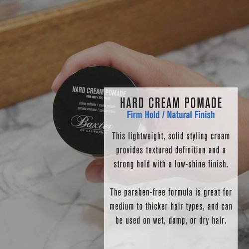 Baxter of California Hard Cream Pomade for Men - Firm Hold & Natural Finish Hair Styling Cream