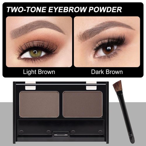 Regine Switzerland Eyebrow Powder Kit - Medium Brown | Long-Lasting Waterproof Formula with Double-Ended Brush