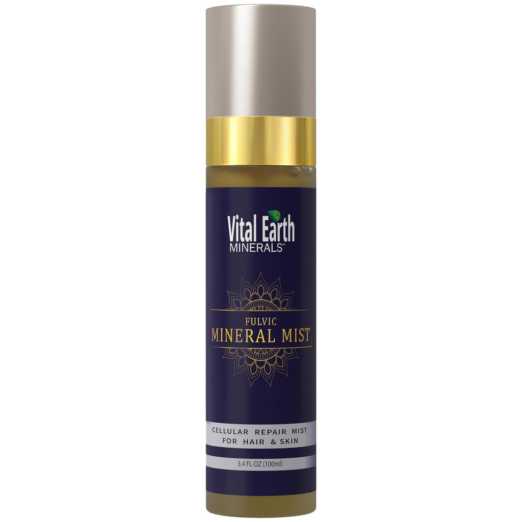 Vital Earth Fulvic Mineral Facial Mist, Travel-Friendly – Anti-Aging Face & Hair Spray for Cellular Renewal & Hydration, 3.4 Oz