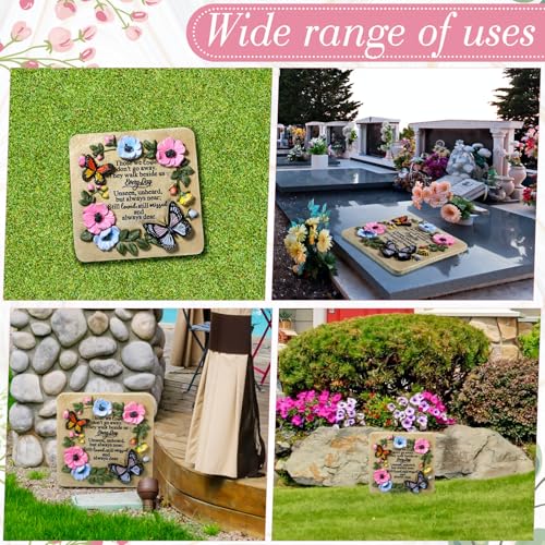 Day of the Dead Garden Memorial Stone - Outdoor Sympathy Decor with Floral Carvings